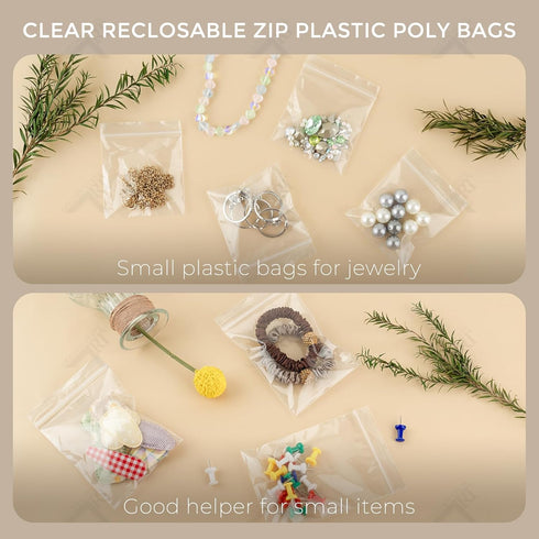 Golden State Art, 2" x 2" (200 Count) Clear Plastic Zip Bags, 3 Mil Thick Mini Reclosable Ziplock Bags for Pill, Beads, Screws, Packaging...