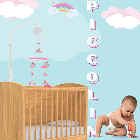 Crib Mobile, Hanging Toys, Nursery Decor for Girls White and Pink Room Decorations, Clouds, Moons and Stars Safe, Non-Toxic, Crib Mobile for Newbo...