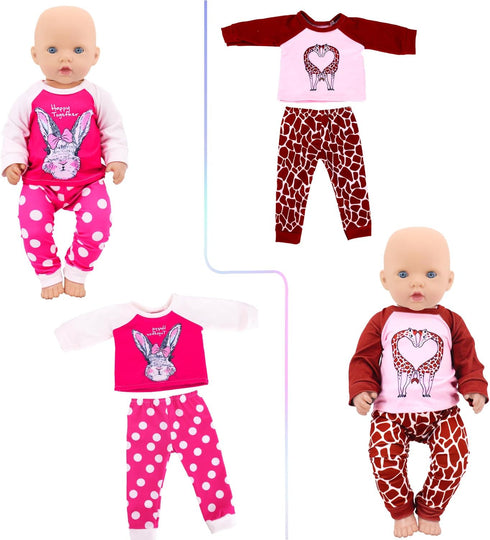 ZITA ELEMENT 5 Sets Baby Doll Clothes Outfits Casual Wear for 14-18 Inch Doll, Doll Clothes for Alive Doll 10 Pcs Baby Doll Accessories for Baby D...
