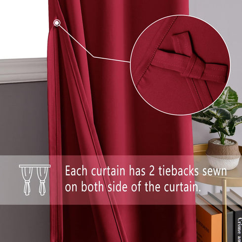 DWCN Blackout Short Curtains with Tiebacks - Thermal Insulated Privacy Protection Grommet Window Curtains for Living Room Bedroom, 38 x 45 inch Le...