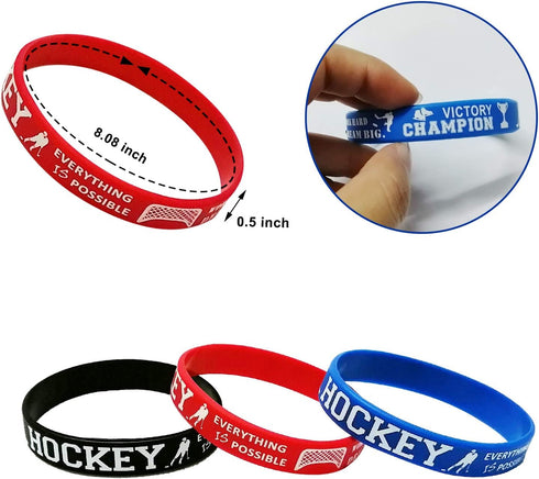 Oringaga 24PCS Hockey Party Motivational Rubber Bracelets, Sports/Hockey Baby Shower Birthday Party Supplies Decorations Gifts Prize Goodie Bag Fa...