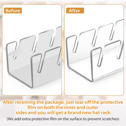 Hat Racks Acrylic 2Pcs Hat Stand for Baseball Caps Display & Organizer, No Install Hat Holder for 14 Baseball Caps, Acrylic Cap Organizer for Bedr...