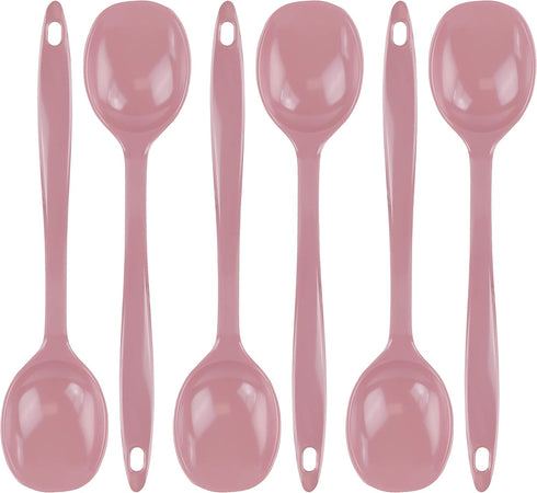 Reston Lloyd Cooking Spoon for Serving, Basting, Mixing, Heat Resistant, BPA Free Melamine 11 inch Utensil with Ergonomic Handle, Set of 6, Pink...
