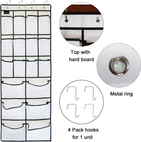 2 Pack Extra Large Hanging Over Door Shoe Organizers, 12 Mesh Pockets + 6 Large Mesh Storage Various Compartments with 8 Hooks Shoes Holder for Cl...