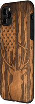 iPhone 11 Pro Max Deer Buck with Flag on Wood-like Background Case...