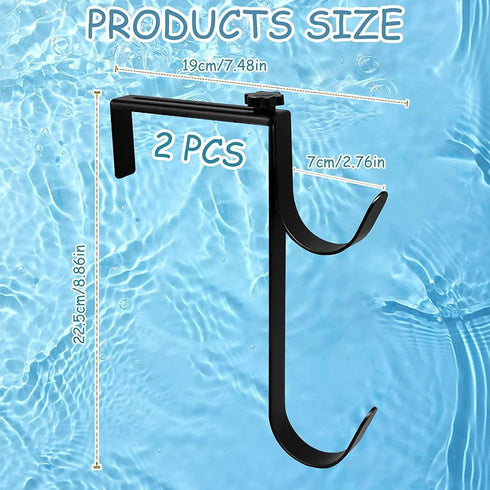 2PCS Adjustable Pool Pole Hangers, Metal Fence Hooks Pool Tool Holder for Telescopic Poles Skimmers Vacuum Hose Nets Brushes Swimming Pool Accesso...
