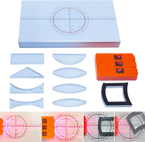 Physics Optics Experiment Set Prisms Convex Lens Triple Laser Refraction School Light Refraction Reflection Learning Educational Science Kits...