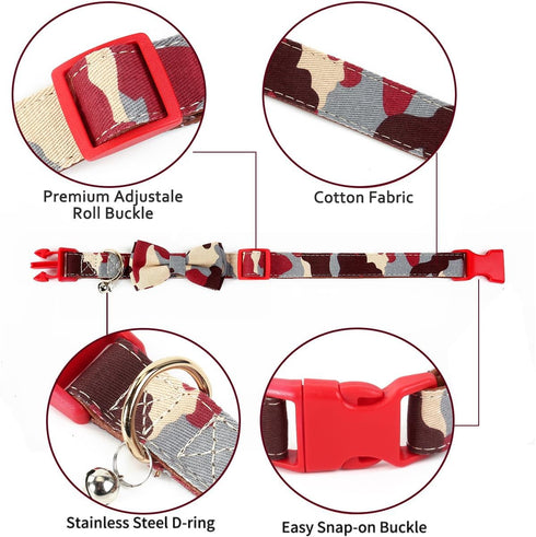 Dog Collar with Bow Tie- Adjustable pet Collar for Dogs with Plastic Buckle Collar, Stylish Pattern for Small Medium or Large Boy and Girl Dog and...
