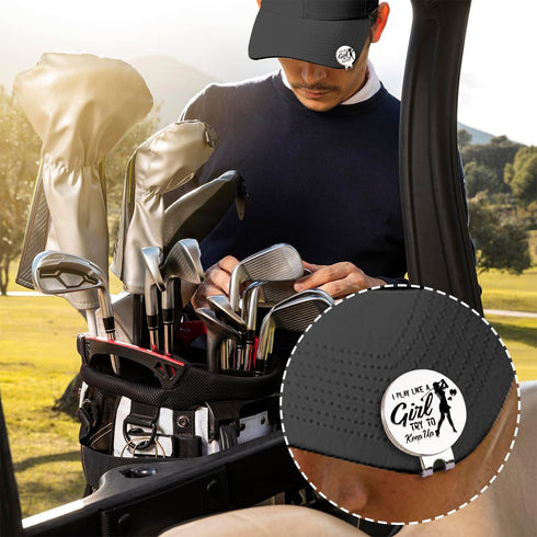 I Play Like A Girl Try to Keep Up Golf Ball Marker with Magnetic Hat Clip, Funny Golf Accessories and Golf Gifts for Women Her Wife Daughter, Birt...