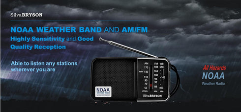 NOAA Weather Radio SilvaBRYSON, Emergency AM/FM Battery Operated Handheld Radio with Speaker and Best Reception for Hurricane, Home, Running. Conv...