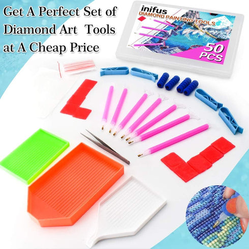 inifus 50pcs 5D DIY Diamond Painting Accessories and Tools,Dimand Art Paintings Kit,Diamond Painting Starter Kit for Adults or Kids...