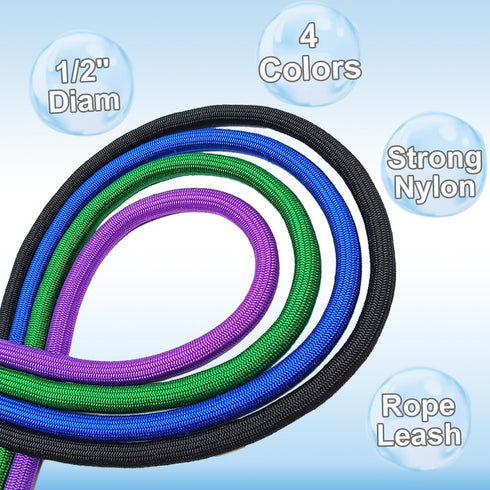 6FT/8FT/10FT Rope Dog Leash, 1/2” Strong Nylon Dog Leash with Leather Tailor Connection, Great for Medium and Large Dogs (1/2" x 6ft, purple)...