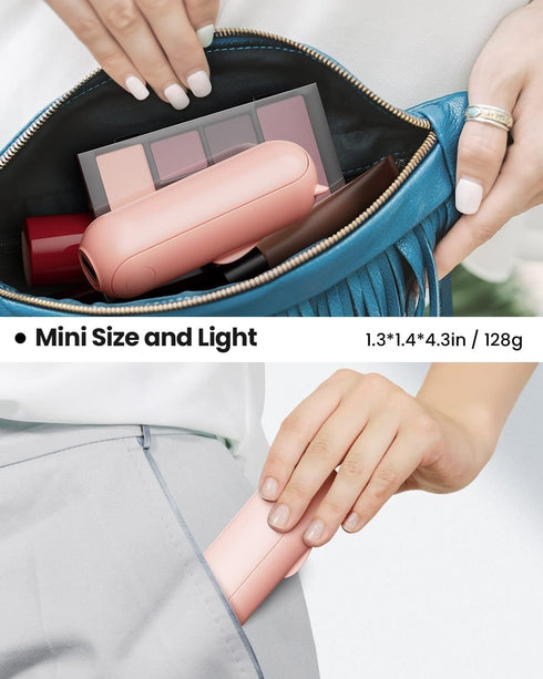 Mini Handheld Fan, 2 in 1 Hand Fan, USB C Rechargeable Fan, Portable Small Pocket Fan, Power Bank 2000mAh Battery for Women Travel/Summer/Outdoor ...
