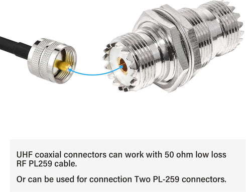 Anina UHF Female to Female Jack Bulkhead Coax Connector SO-239 PL-259 RF Coaxial Cable Adapter 2-Pack...