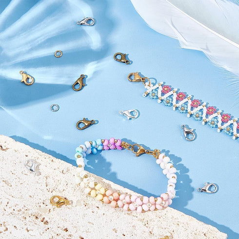 1 Box 400Pcs 4 Colors Lobster Claw Clasp Metal Keychain Clasps & 400Pcs Open Jump Rings Small Trigger Clasp Findings for Jewelry Making Clasps Sup...