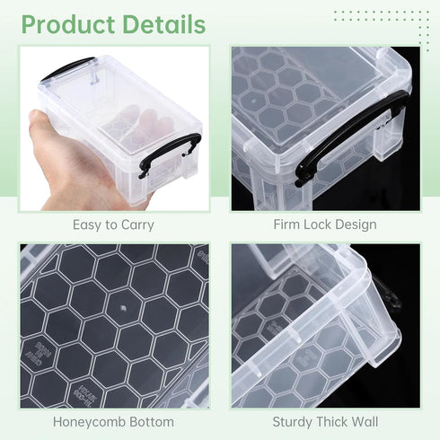 6 Pcs Mini Plastic Boxes, 5.5'' x 3'' x 1.8'' Small Clear Storage Containers with Locking Lids, Clear Plastic Organizers for Crafts, Stationery, J...