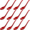12 Pcs Asian Soup Spoons Hook Soba Noodle Ramen Spoon Chinese Won Ton Soup Asian tableware for Home Kitchen Restaurant...