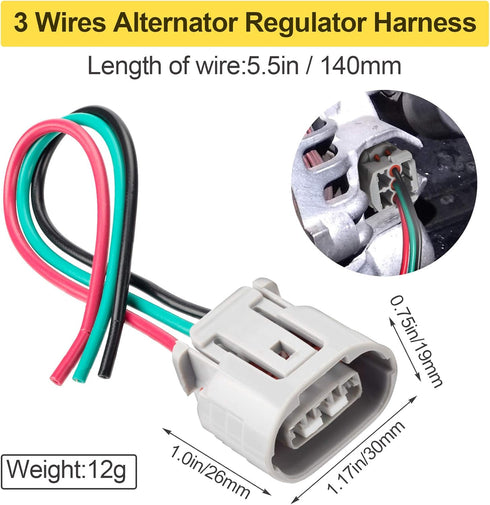 PAGOW 3 Wires Alternator Regulator Harness, Alternator Pigtail Connector Plug Harness Replacement for Infiniti EX35 G35, Nissan 350Z Maxima Rogue,...