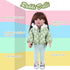 Doll Clothes 3 Pc. Set Light Green Grey Plaid Hooded Thick Coat Checkerboard Jacket with Long Sleeve, Warm Doll Outfit Hoodie Snowsuit Fits for 18...