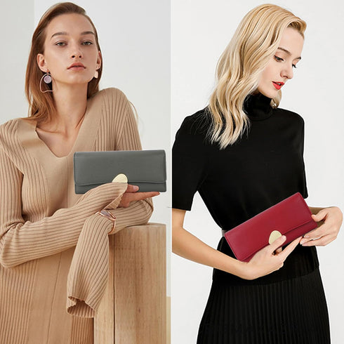 Wallet Women, Clutch Wallet with Zip Pocket Large Capacity PU Leather Trifold Wallet Ideal Accessory for Gifts, Everyday Life and Business Occasio...