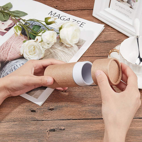 BENECREAT 12PCS 50ml BurlyWood Kraft Paperboard Tubes Round Kraft Paper Containers for Pencils Tea Caddy Coffee Cosmetic Crafts Gift Packaging...