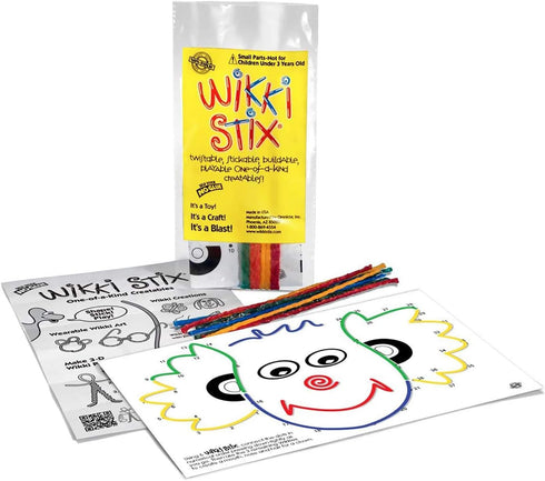 WIKKI STIX Birthday Fun Favors, pack of 20 individual fun favors, each with 12 and a birthday themed play sheet, Made in the USA...