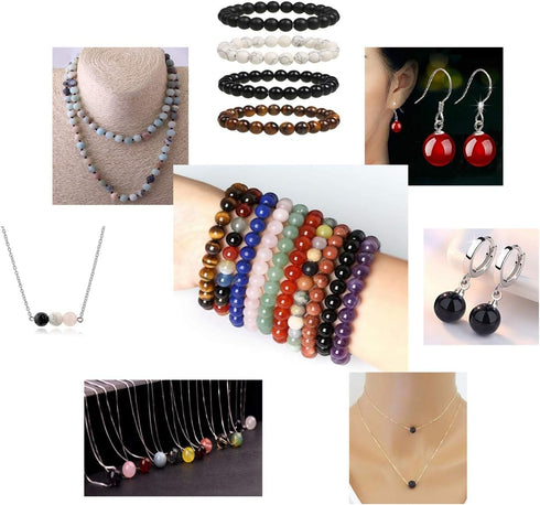 7 Chakra Natural Stone Beads Mixed 100pcs 8mm Round Genuine Real Stone Beading Loose Gemstone Amethyse Color DIY Smooth Beads for Bracelet Necklac...