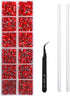 OUTUXED 5040pcs Red Flatback Rhinestones for Crafting, Crystal Round Gems for Nail Art DIY, Halloween Clothes Bags, 6 Mixed Size Hotfix With Tweez...