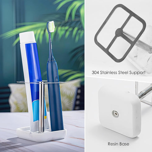 Electric Toothbrush Holder for Bathrooms Countertop, 3 Slots Tooth brushing and Toothpaste Holder, Stainless Steel Toothbrush Holder, Plastic Toot...
