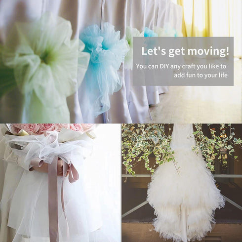 54" by 20 Yards (60 ft) Tulle Fabric Rolls for Wedding Party Baby Shower Decoration Tutu Tulle Bolt DIY Wraping Crafts - White...