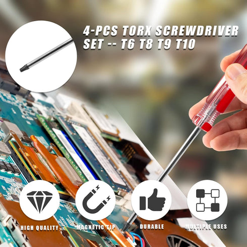 Torx Screwdriver Set T6 T7 T8 T9 T10 Star Screwdriver with 3” Steel Shaft for Toys Small Appliances & Electronic Products Repair Or Maintenance, 5...