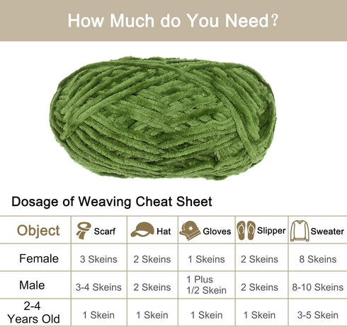 1 Skein Velvet Yarn Chenille Yarn 100g/3.5oz 87 Yards Total Length 6# Super Bulky Polyester Soft Blanket Yarn for Knitting Bag Scarf, Olive Green....