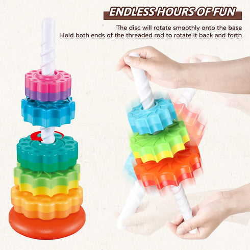 Baby Spinning Stacking Toys for Toddlers 1-3, Rainbow Ring Stacker Montessori Toys for Babies 6-12 Months, 1 2 3 One Year Old Girl Boy Christmas B...
