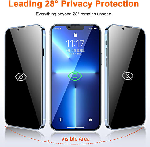 [3+3 Pack Privacy Screen Protector for iPhone 13 Pro Max 6.7 inch + Camera Lens Protector, 9H Anti-Spy Tempered Glass, Easy Installation, High Sen...
