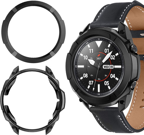 Case Compatible with Samsung Galaxy Watch 4 Classic 42mm 46mm Case Frame PC Protective Cover with Rotatable Bezel Ring for Galaxy Watch 4 Classic ...