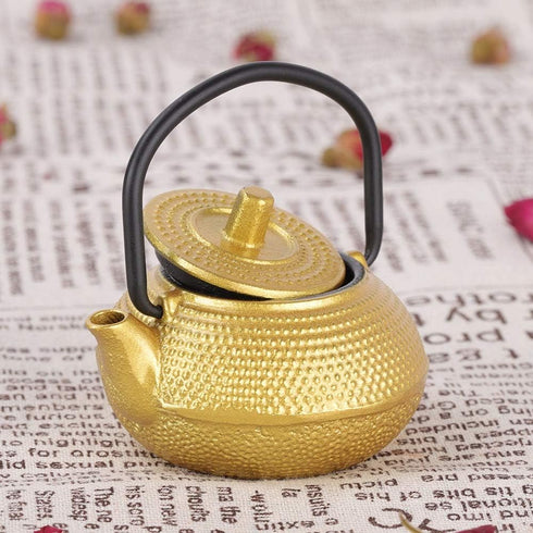 Japanese Cast Iron Teapot, Cast Iron Teapot Gold, Japanese Tetsubin Tea Kettle, 50ml Mini Teapot Kettle, Traditional Japanese Teapot with Handle...