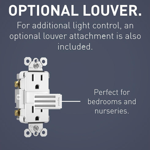 Legrand radiant NTL885TRWCC6 15 Amp Adjustable LED Night Light Outlet, Tamper Resistant Decorator Receptacle, Optional Louver, White (1 Count)......