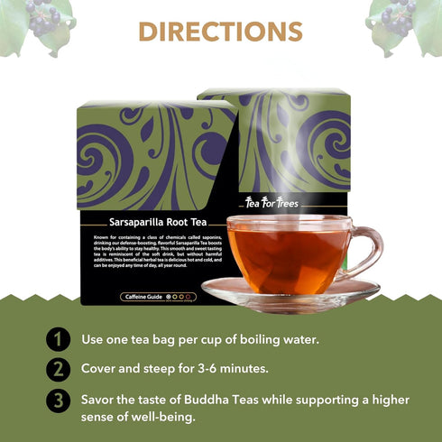 Buddha Teas - Organic Sarsaparilla Root Tea - Herbal Tea - Digestion & Skin Health - With Antioxidants & Minerals - Clean Ingredients - Caffeine F...