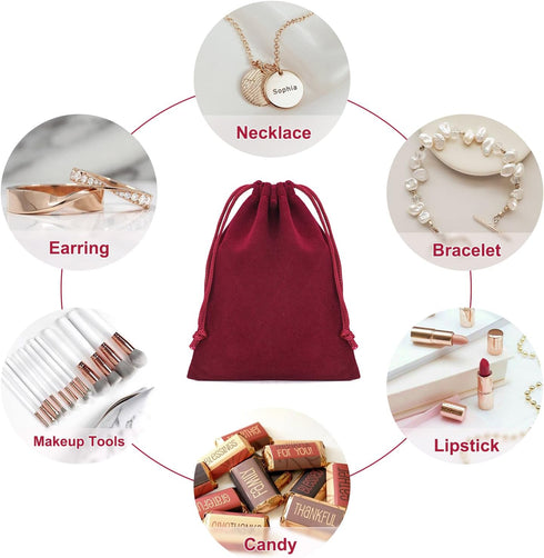 G2PLUS Red Velvet Jewelry Pouches, 20PCS Small Velvet Gift Bags with Drawstring, Wine Red Christmas Gift Bags for Wedding Favors, Candy Bag, Party...