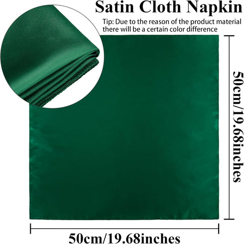 Aneco 12 Pieces Satin Napkin Square 20 x 20 Inches Dinner Napkins Weddings Party Napkin Soft Table Napkins for Romantic Weddings Party Dinner Deco...