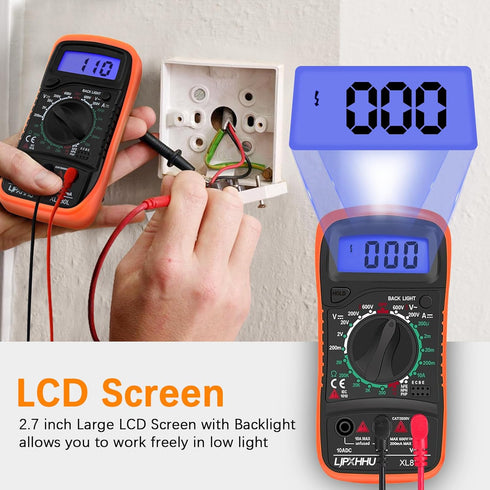 Digital Multimeter Voltmeter Battery Voltage Multi Tester Continuity Ohm Volt Amp DC AC Current Resistance Diodes 2000 Counts Electrical Test Mete...
