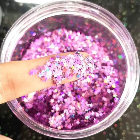 Tiny Stars Glitter Confetti 3mm Stars Confetti Laser Sequins for Party Decoration, DIY Crafts, Premium Nail Art, Body Art Eye Bling - 10g,Holograp...