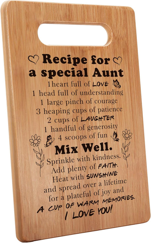 Aunt Gifts, Gifts for Auntie, Aunt Birthday Gifts, Best Aunt Ever Gifts, Recipe Cutting Board Gift, 7"x11", Double-Sided Use -049...