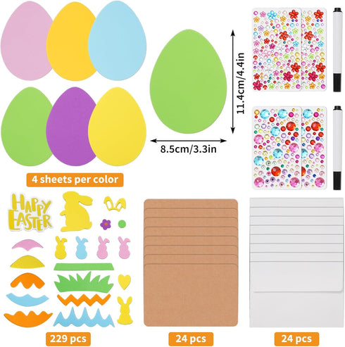 Whaline 700Pcs Easter Card Making Craft Kit Easter Foam Stickers Set Easter Eggs Crafts DIY Egg for Spring Easter Decorations Party Favors Supplie...
