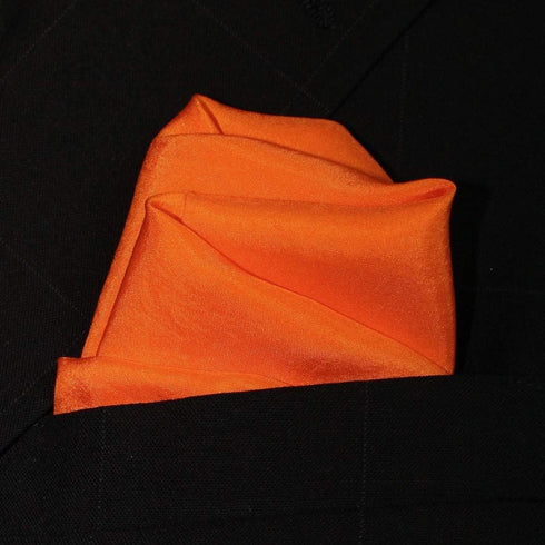 Fine Orange 100% Silk Pocket Square Full-Sized 16"x16"...