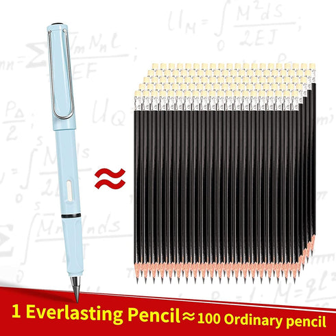 6Pcs Everlasting Pencil, Inkless Pencil Eternal with Replacement Nibs, Pen Unlimited Writing Reusable Erasable for Student Artist Drawing, Kids Gi...