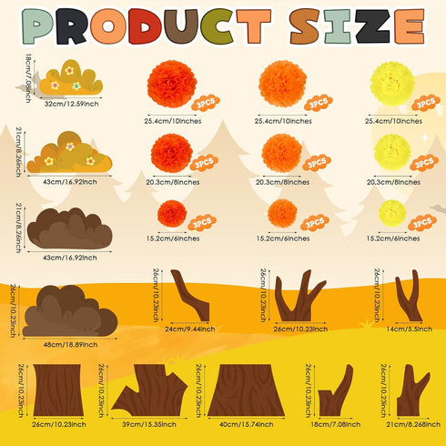 3D Fall Bulletin Board Decorations Set Fall Theme Classroom Decor with Paper Pom Poms Tree Design Wall Decals Autumn Bulletin Board Paper for Teac...