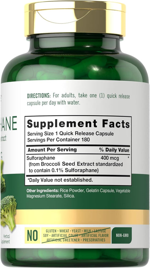 Carlyle Sulforaphane | from Broccoli Seed Extract | 180 Capsules | Traditional Herbal Supplement | Non-GMO and Gluten Free Formula...