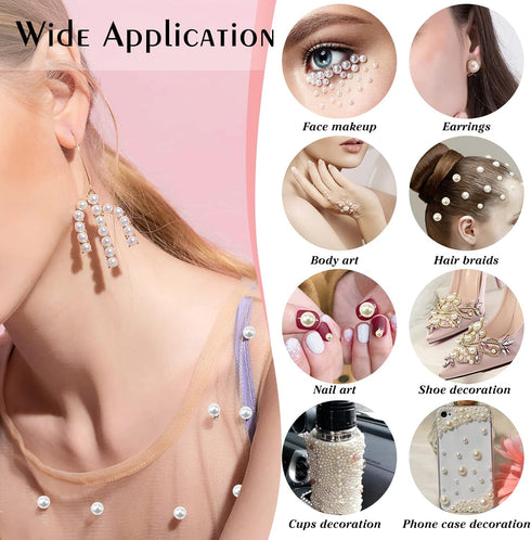 TOAOB 13000pcs White Flat Back Pearl Beads Half Round Imitation Pearls 2mm to 10mm Assorted Sizes Plastic Gem Pearls for Crafts Nails Phone Shoes ...