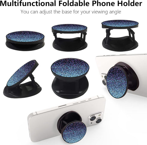 2 Pack Cell Phone Stand Foldable Expanding Phone Sockets Finger Grip Holder for Smartphone and Tablets - Nebula Galaxy+Glitter Blue...